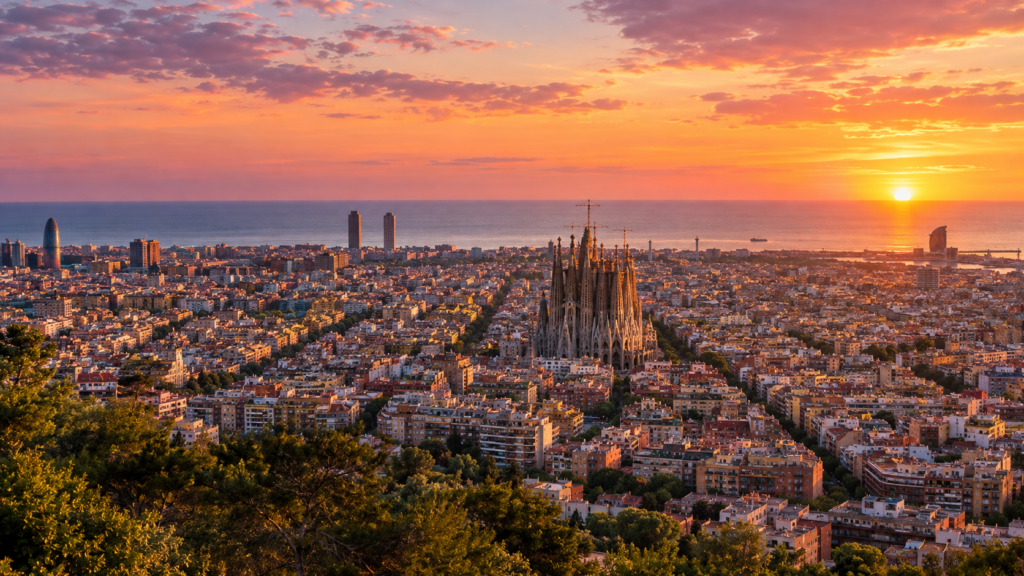 Vista panorámica de la Sagrada Familia y Barcelona en un itinerario de 2 días